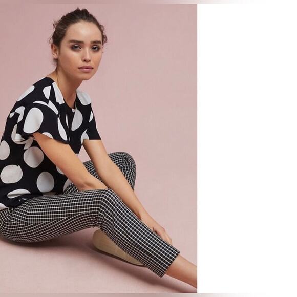 Anthropologie Alexa Polka Dots Flutter Sleeve White Black Top Women’s Size 6 NWT - Picture 5 of 5